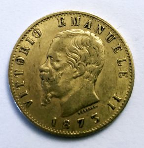1.91 | 20 Lire oro. Vittorio Emanuele II, 1873